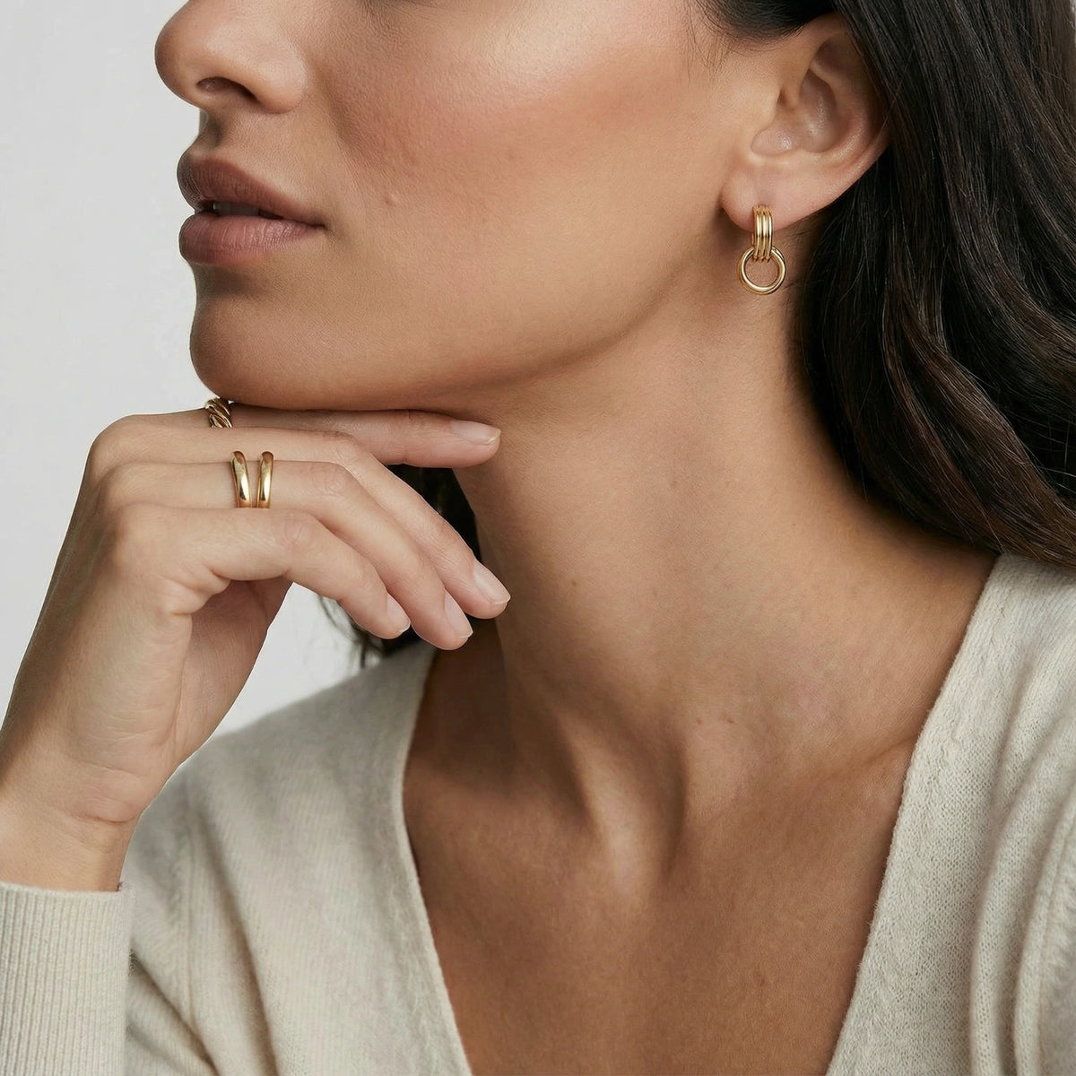 Boucles d'oreilles pendantes à boucle linéaire